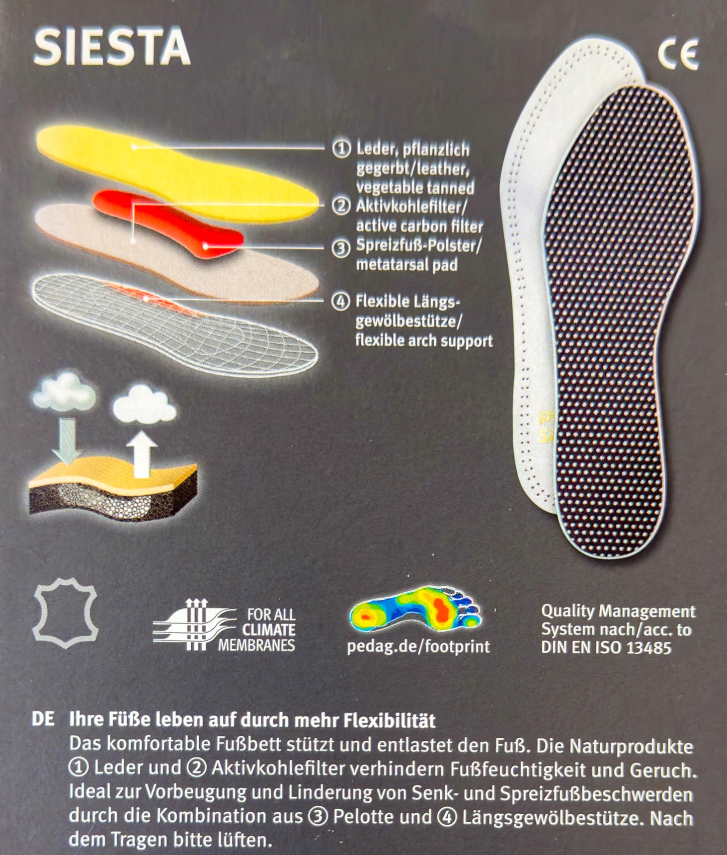 pedag Siesta - Flexible Schuheinlagen - Schafleder